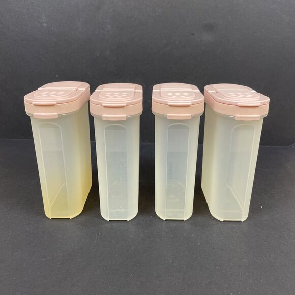 Tupperware Modular Mates Pink Spice Shakers 4 Large #1846 w/Lids 8 Ounce - Picture 5 of 8
